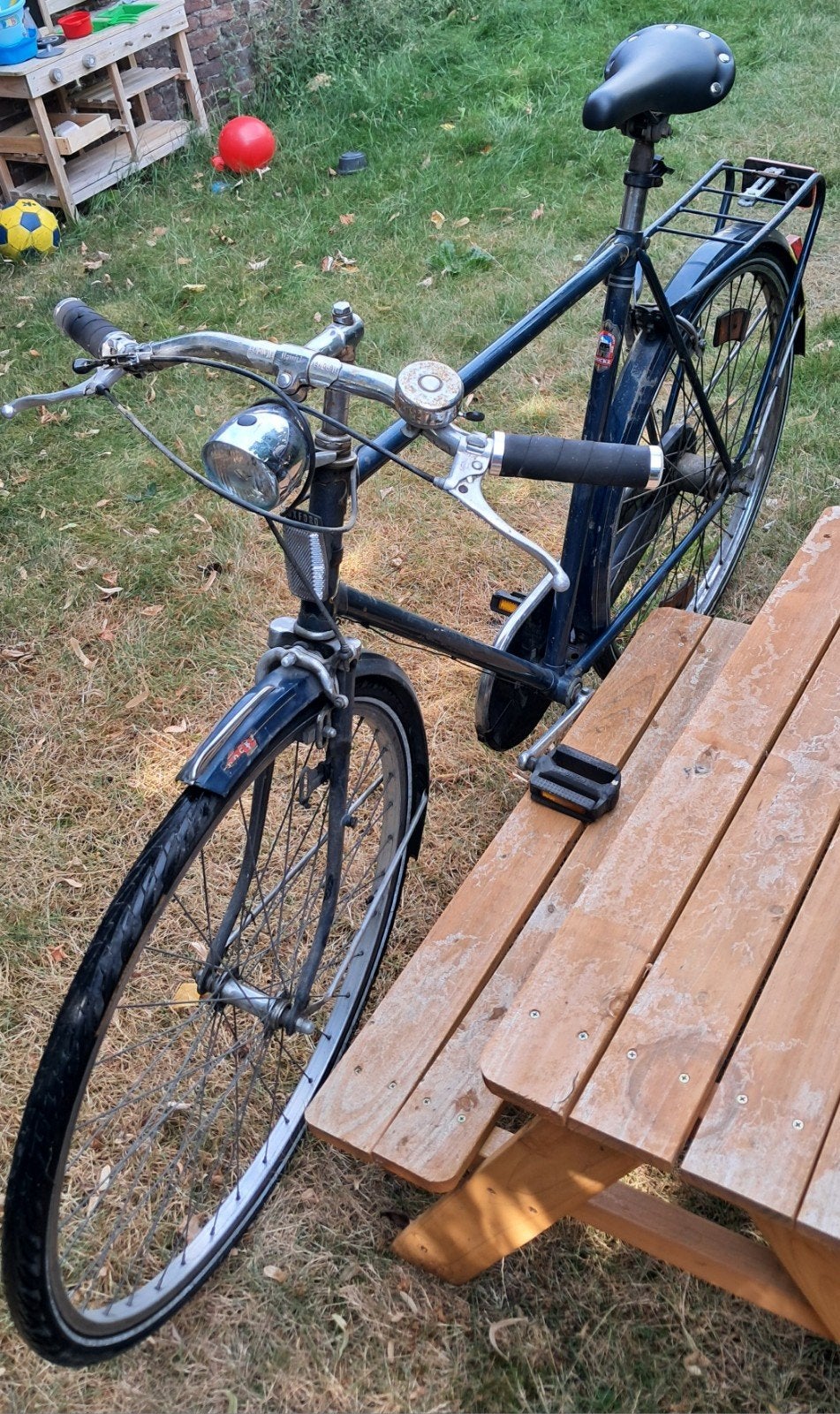 Retro herenfiets – nieuw zadel, Fietsen en Brommers, Gebruikt, Velgrem, Versnellingen, Ophalen