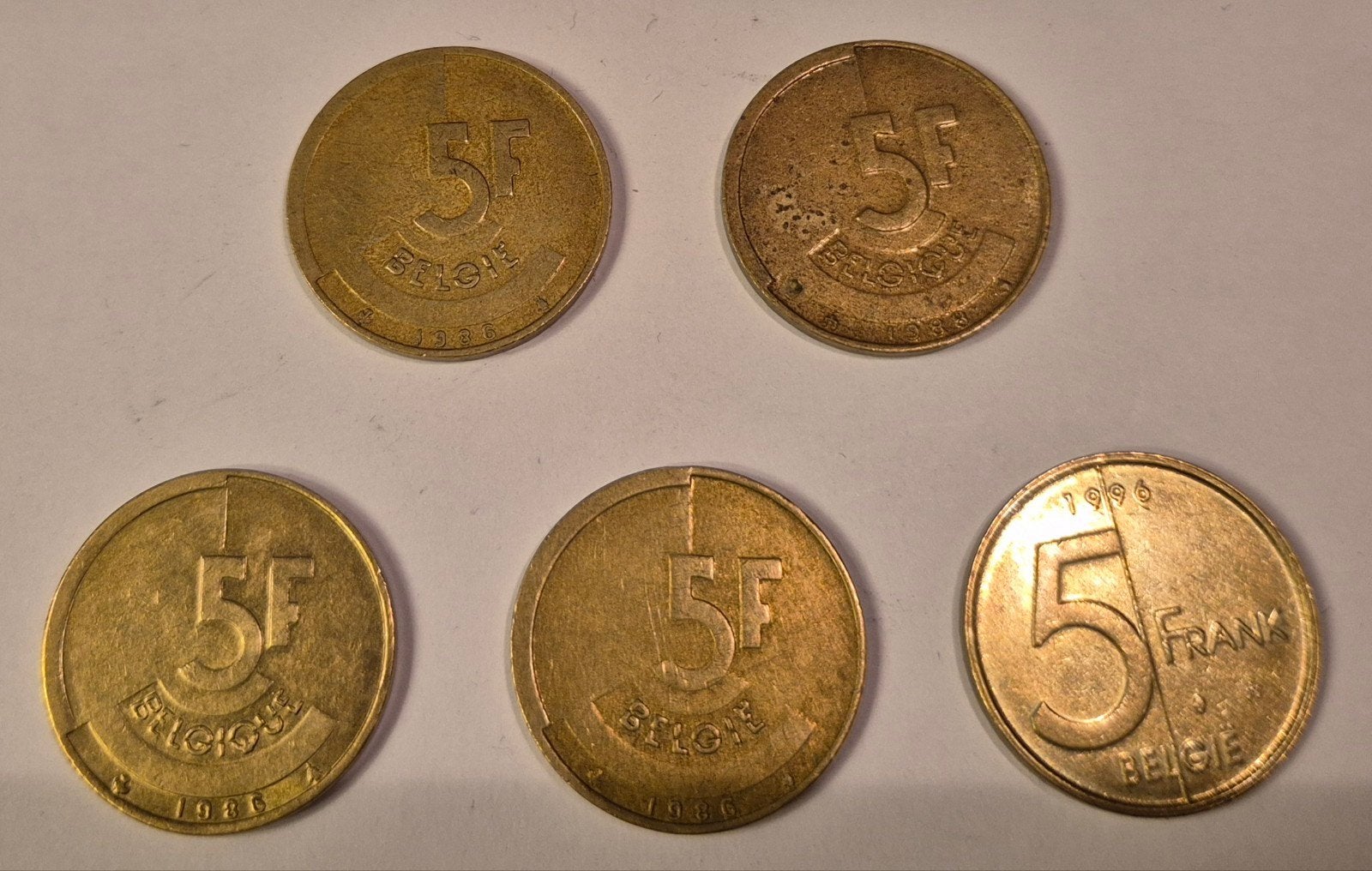 Muntstukken 5 Frank - België - 5 stuks, Ophalen, België, Setje