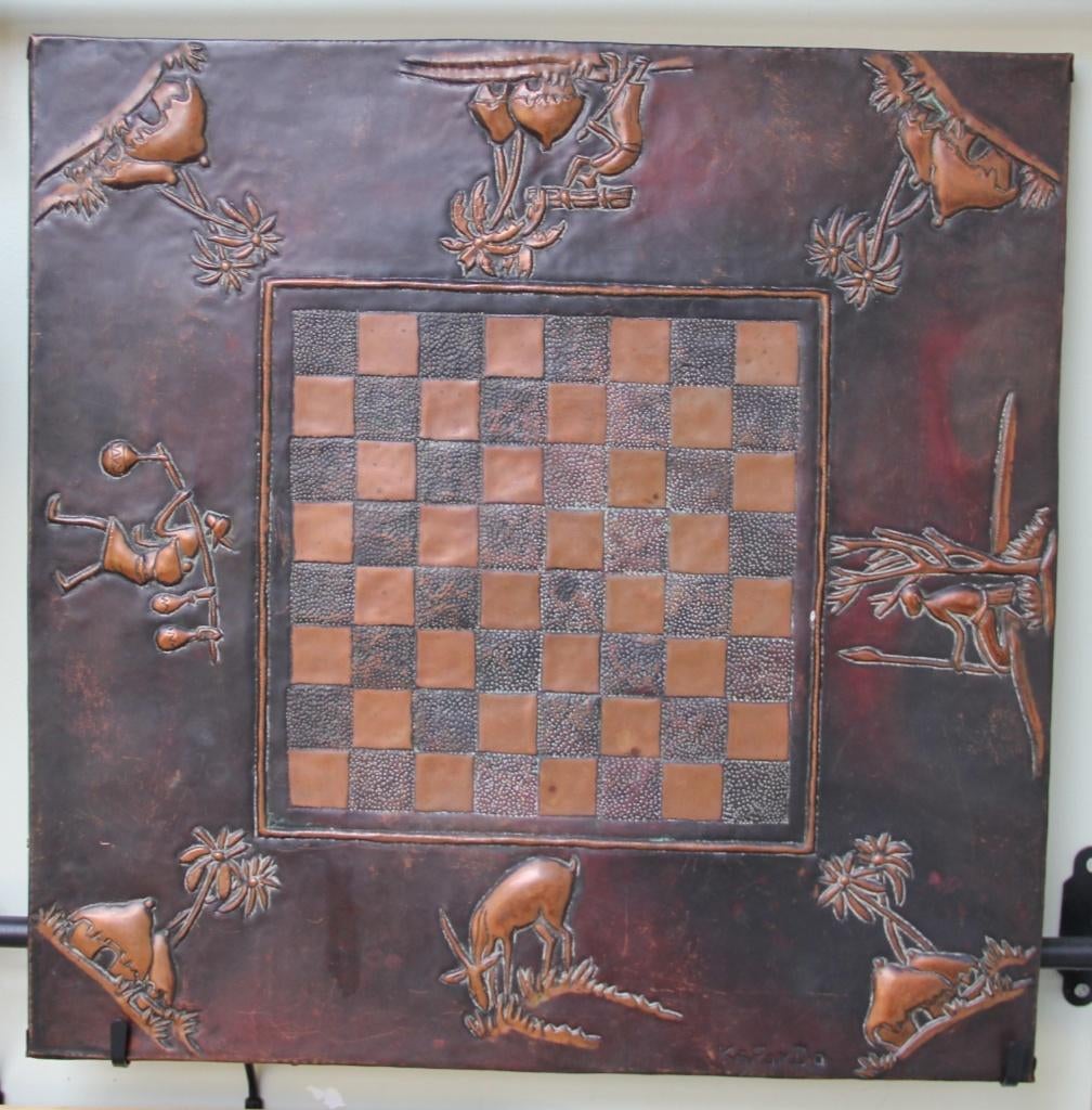 congolees koperslagwerk schaakbord, Antiek en Kunst, Ophalen of Verzenden, Koper