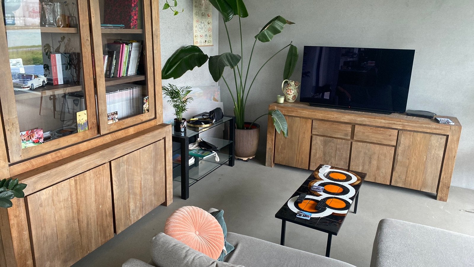 Teak wandkast + dressoir, Ophalen