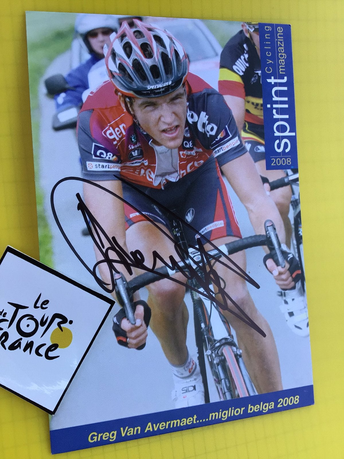 Wielerkaart 2008 team lotto greg van avermaet signe, Sports & Fitness, Cyclisme, Envoi, Comme neuf