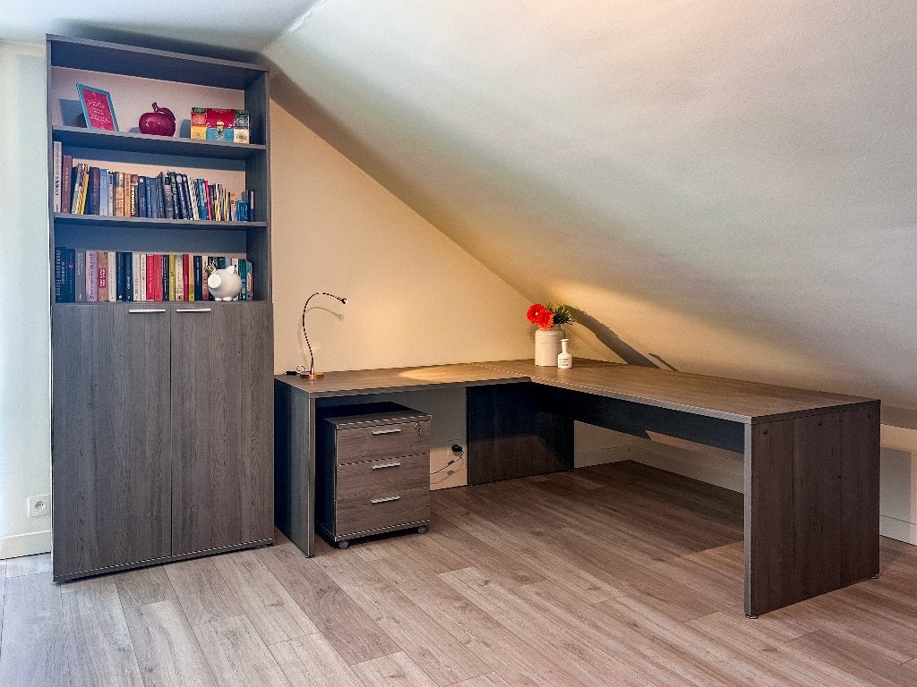 Complete bureauset– L-vormig bureau, opbergkast en ladekast, Autres marques, Comme neuf, Enlèvement, Bureau-armoire combiné