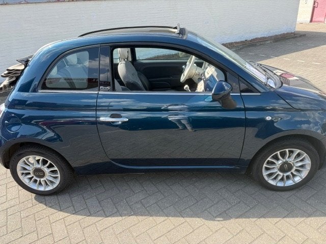 Fiat 500 Cabrio Benzine Airco Navi Leer ALU PDC TOP!, Auto's, 63 kW, Cabriolet, Blauw, Leder en Stof