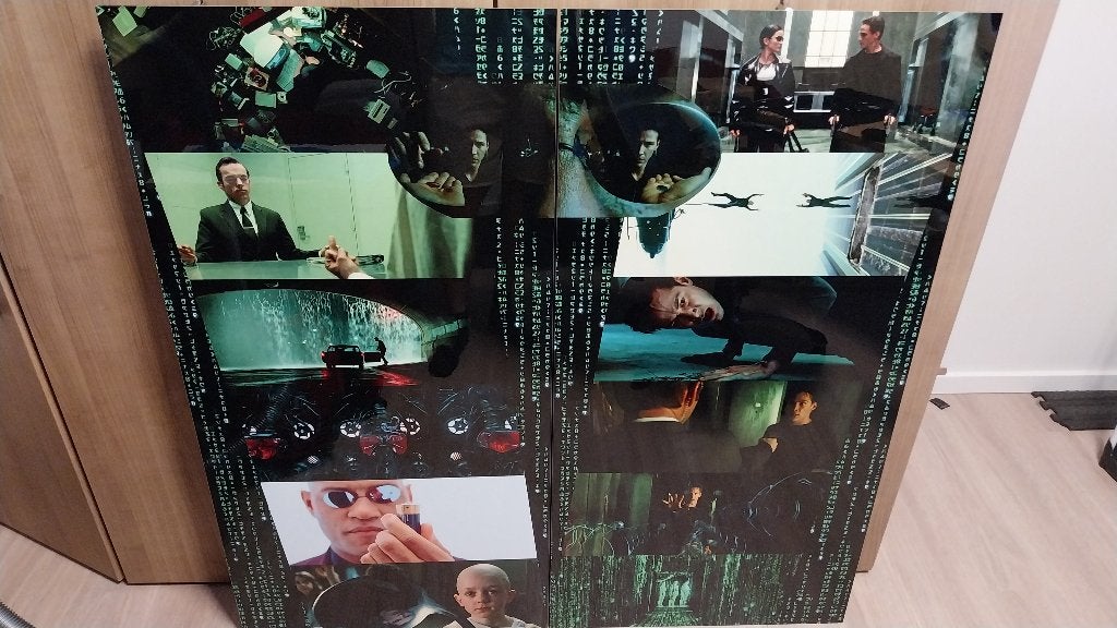2 Matrix fotoposters op aluminium 120 op 60 - zelf ontworpen, Ophalen, Deurposter of groter, Film en Tv, Rechthoekig Staand