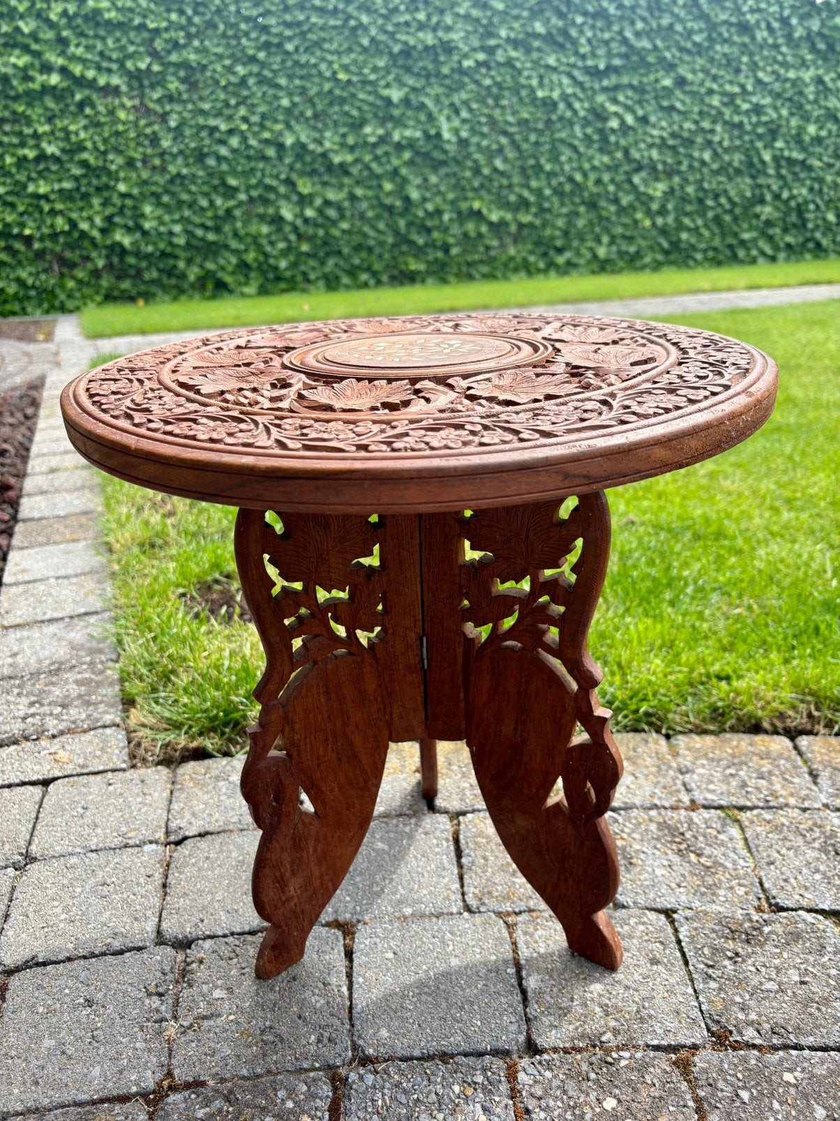 Ibiza / boho stijl handgesneden bijzettafel of plantentafel, Ophalen of Verzenden