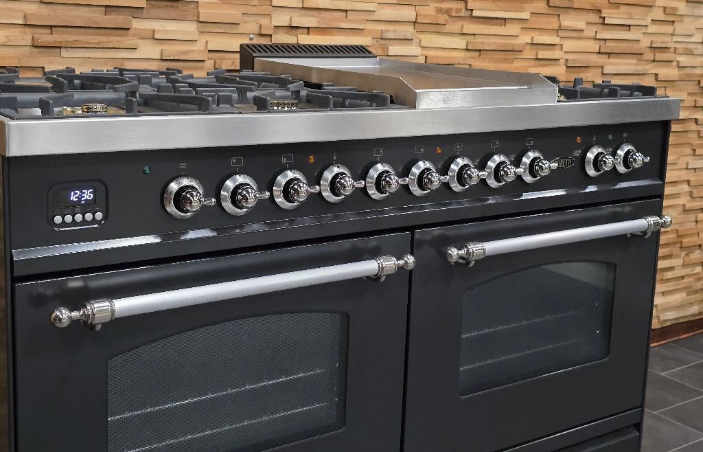 🔥Luxe Fornuis Boretti 120cm antraciet rvs 2 300° ovens, Ophalen, 60 cm of meer, Zo goed als nieuw, Energieklasse A of zuiniger