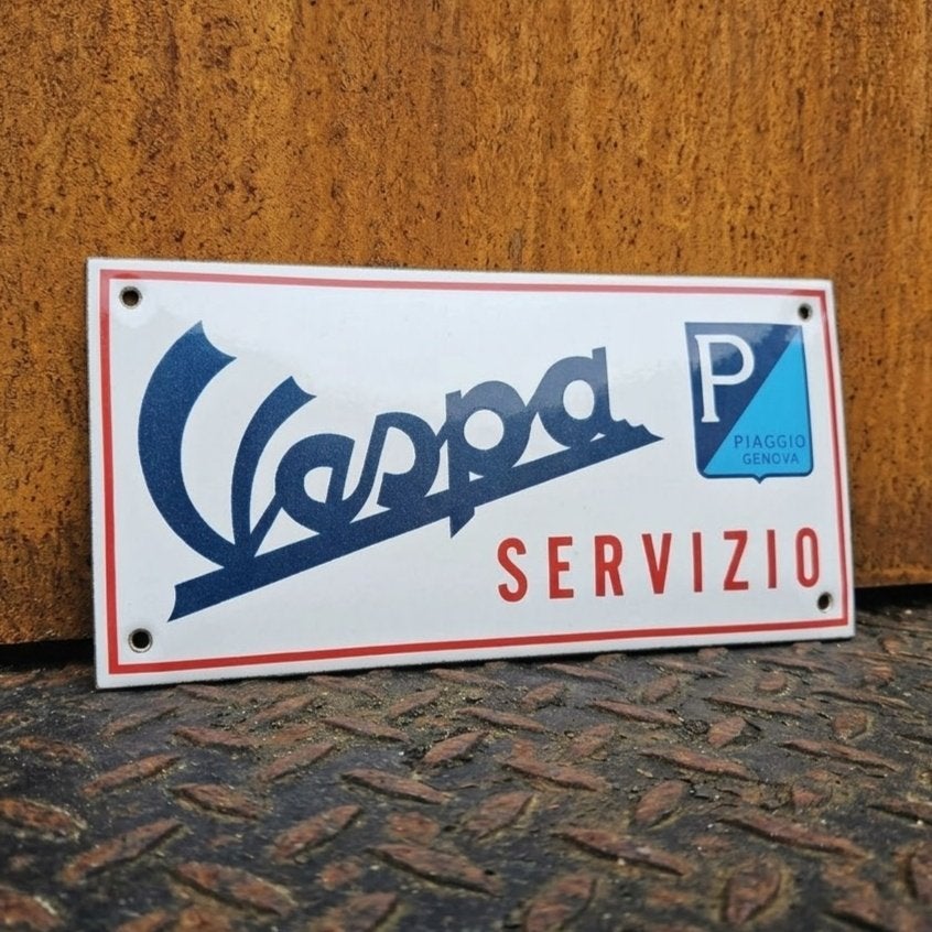 Emaille Schild VESPA Vintage Scooter Reclamebord Italië 80's, Verzenden, Gebruikt, Reclamebord