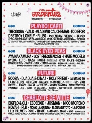 Les Ardentes Festival tickets 75eur zaterdag of zondag, Drie personen of meer