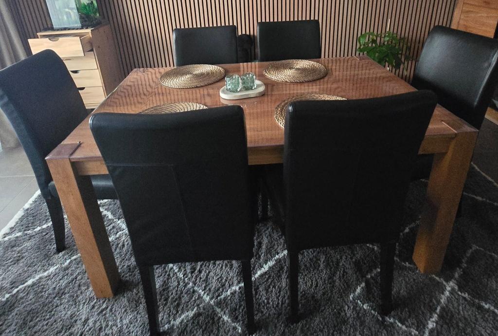 6 leren stoelen met houten framewerk, Ophalen, Zwart, Nieuw, Vijf, Zes of meer stoelen