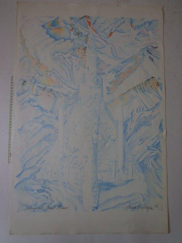 litho van Frank Liefooghe Monument Mont-Blanc 1976, Antiquités & Art, Art | Lithographies & Sérigraphies, Signé, Paysages, Enlèvement