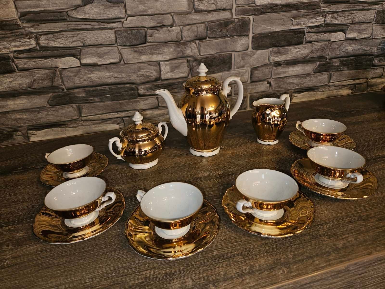 Service à thé/café ancien en porcelaine dorée – Bavaria, Por, Enlèvement