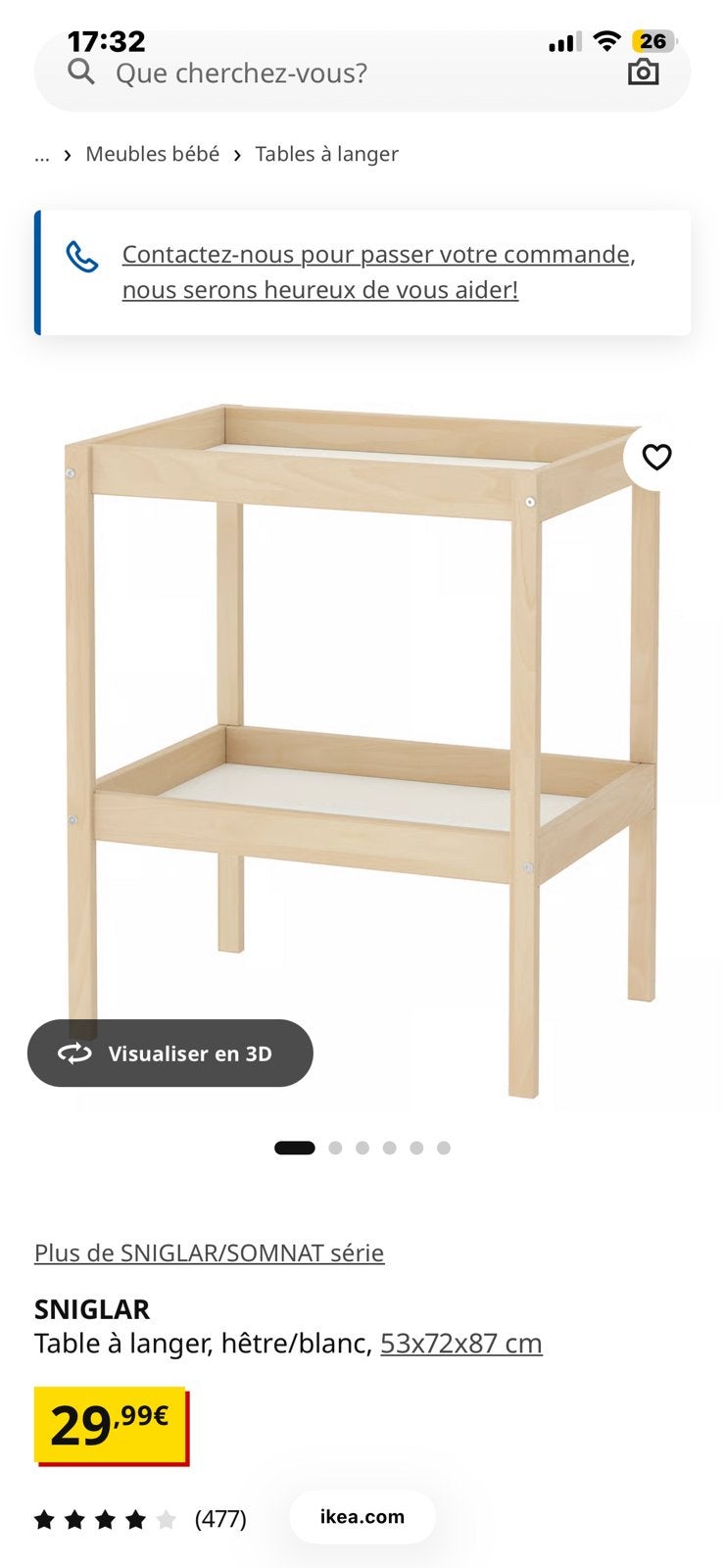 Table a langer ikea en parfaite etat neuf, Enfants & Bébés, Enlèvement, Comme neuf