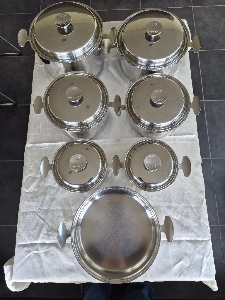 Inox kookpotten 18/10 Vanstahl aantal 7 stuks, Ophalen, Inox, Gebruikt, Keramische plaat