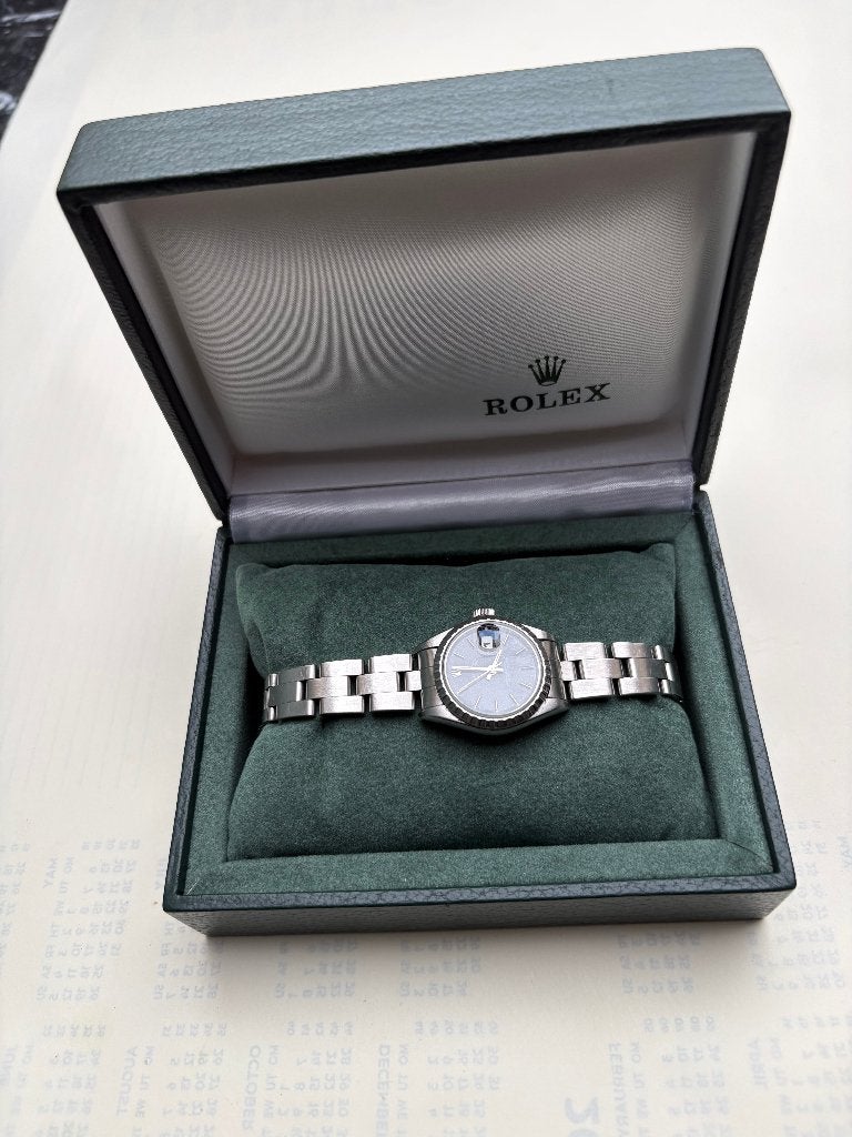 Rolex Lady - Date 26 mm en acier — Ensemble complet — Noir, Montre-bracelet, Rolex, Enlèvement ou Envoi, Acier