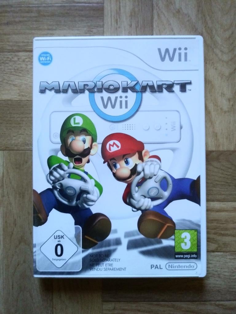 Mariokart spel voor Wii met 1 of 2 sturen, Mario Kart, Racen en Vliegen, Ophalen of Verzenden, Zo goed als nieuw, Eén computer