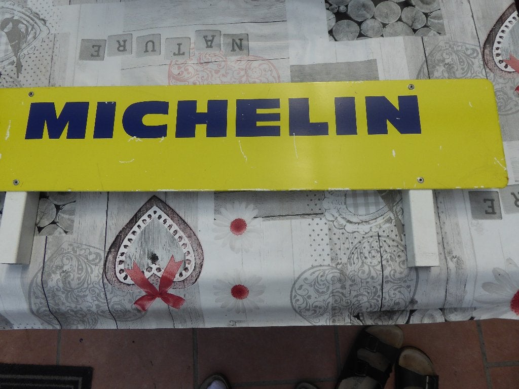 plaque Michelin + porte clés bibendum, Enlèvement ou Envoi, Utilisé, Panneau publicitaire