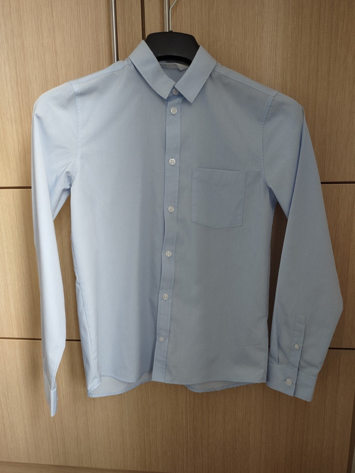 lichtblauw hemd met lange mouwen - H&M - maat 158, Garçon ou Fille, H&M, Chemise ou Chemisier, Comme neuf