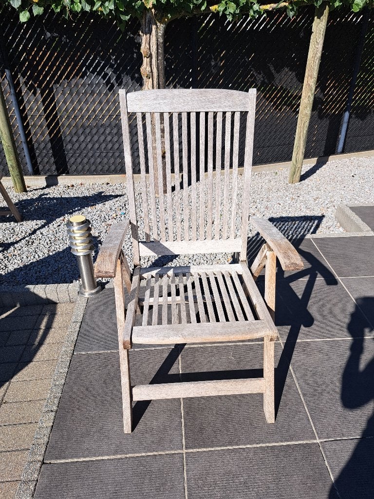 Teak tuinstoelen verstelbaar + kussens, Tuin en Terras, Ophalen, Gebruikt, Teakhout, Inklapbaar
