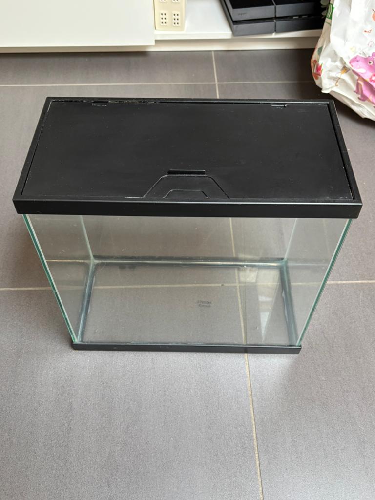 Aquarium 18l vendu avec décorations et nourriture, Enlèvement, Utilisé