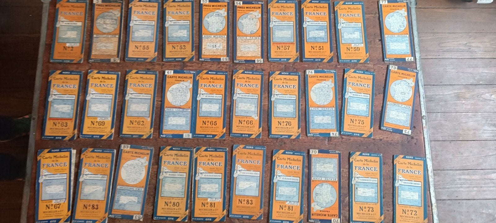 30 anciennes cartes routières de France * Michelin, Enlèvement ou Envoi, Utilisé, Carte géographique, 1800 à 2000