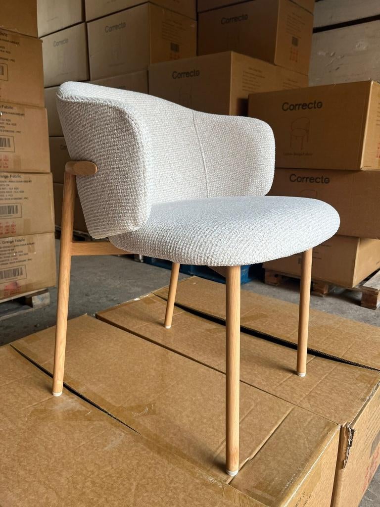 Eetkamerstoel - Luna Beige - Design Japandi, Huis en Inrichting, Stoelen, Japandi, Overige kleuren, Verzenden, Nieuw