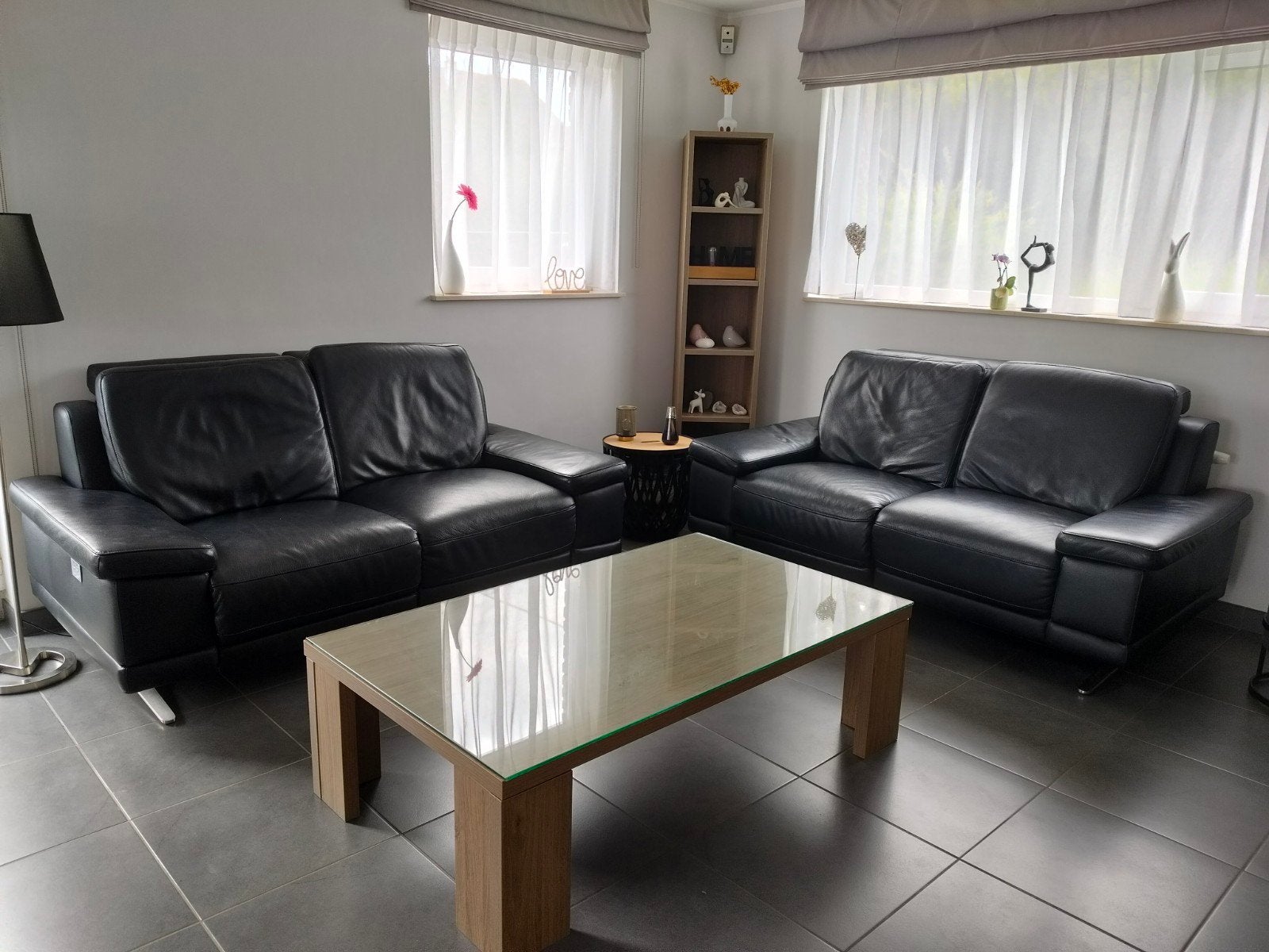 Magnifique ensemble de 2 canapés en cuir véritable + Relax, Maison & Meubles, Canapés | Coins salons complets, Cuir, Enlèvement