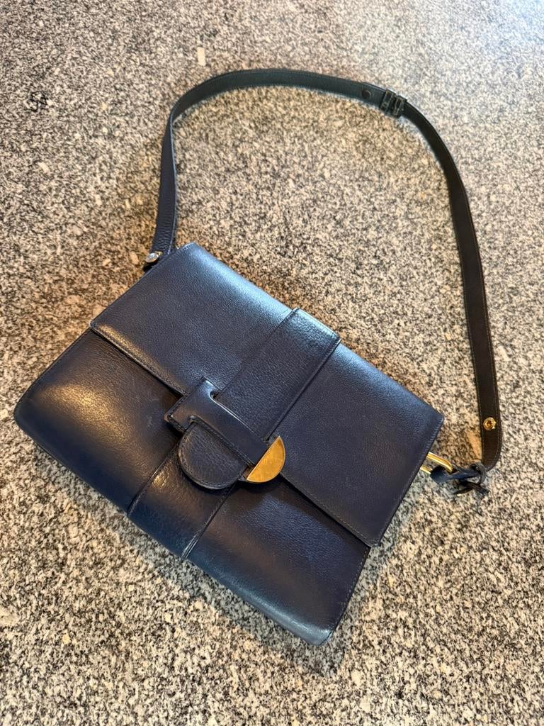 Vintage crosbody -Delvaux, Handtassen en Accessoires, Tassen | Damestassen, Zo goed als nieuw, Schoudertasje, Blauw, Ophalen of Verzenden