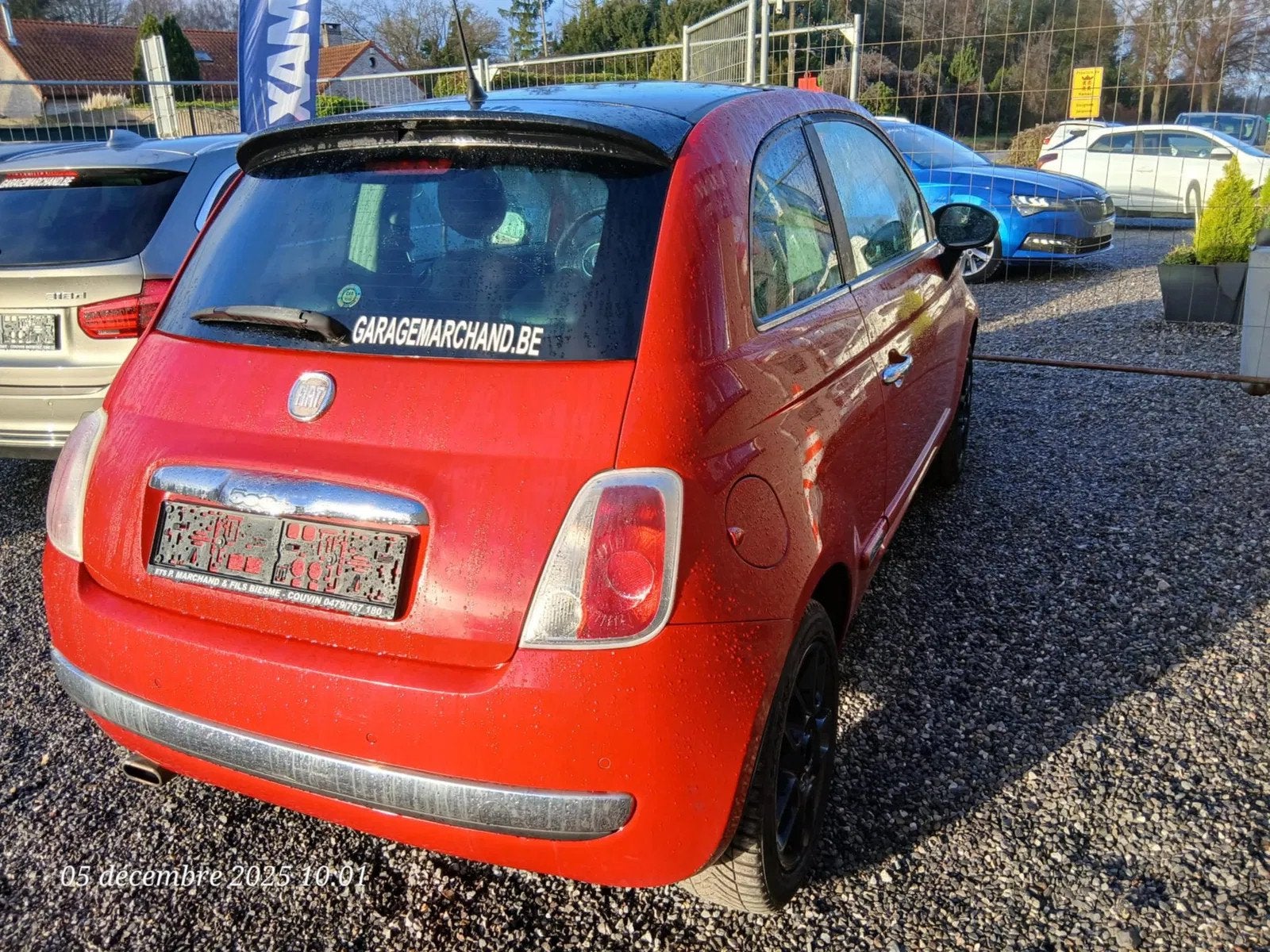 Fiat 500 (bj 2008), Auto's, Fiat, 4 zetels, Zwart, Leder en Stof, Bedrijf