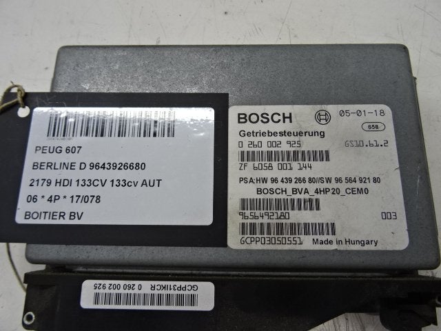 COMPUTER VERSNELLINGSBAK AUTOMAAT Peugeot 607 (9D / U), Kontakt-peugeot@peugeot.com, Gebruikt, Peugeot Deutschland GmbH, Bahnhofsplatz
65423  Rüsselsheim, DE