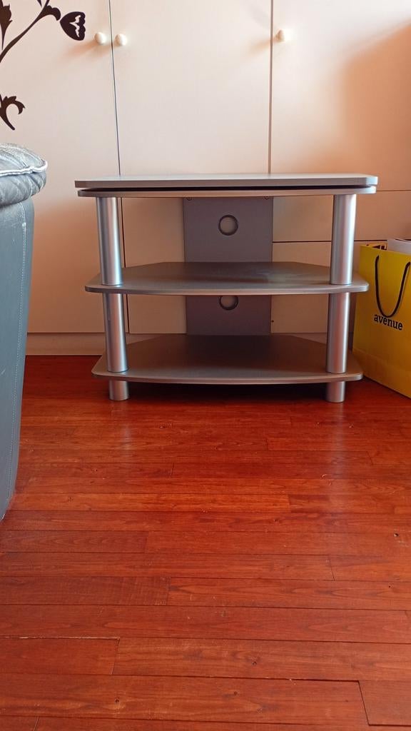 Meuble TV gris avec plateau pivotant, Maison & Meubles, Comme neuf, Enlèvement, 50 à 100 cm, Autres essences de bois