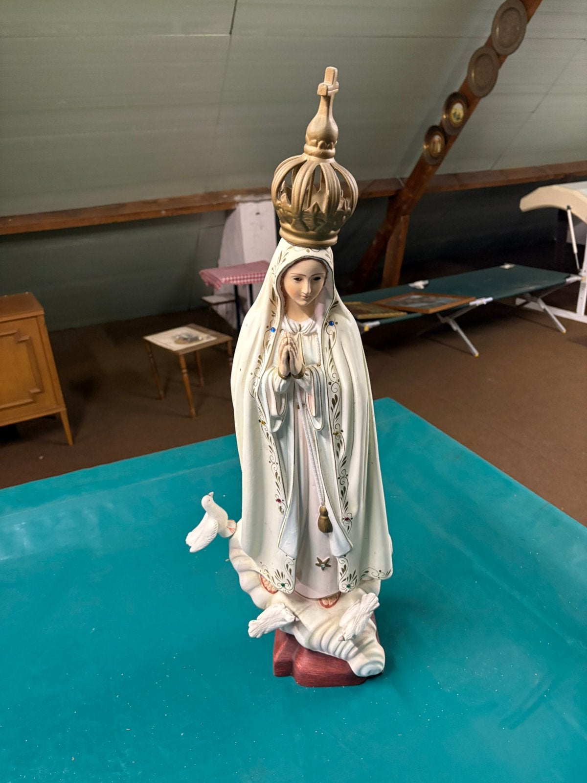 Groot Mariabeeld Onze-Lieve-Vrouw  – 75 cm – met kroon, Ophalen