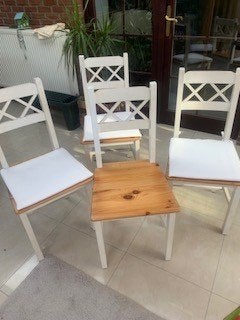 Witte stoelen, Huis en Inrichting, Ophalen, Gebruikt, Wit, Vier