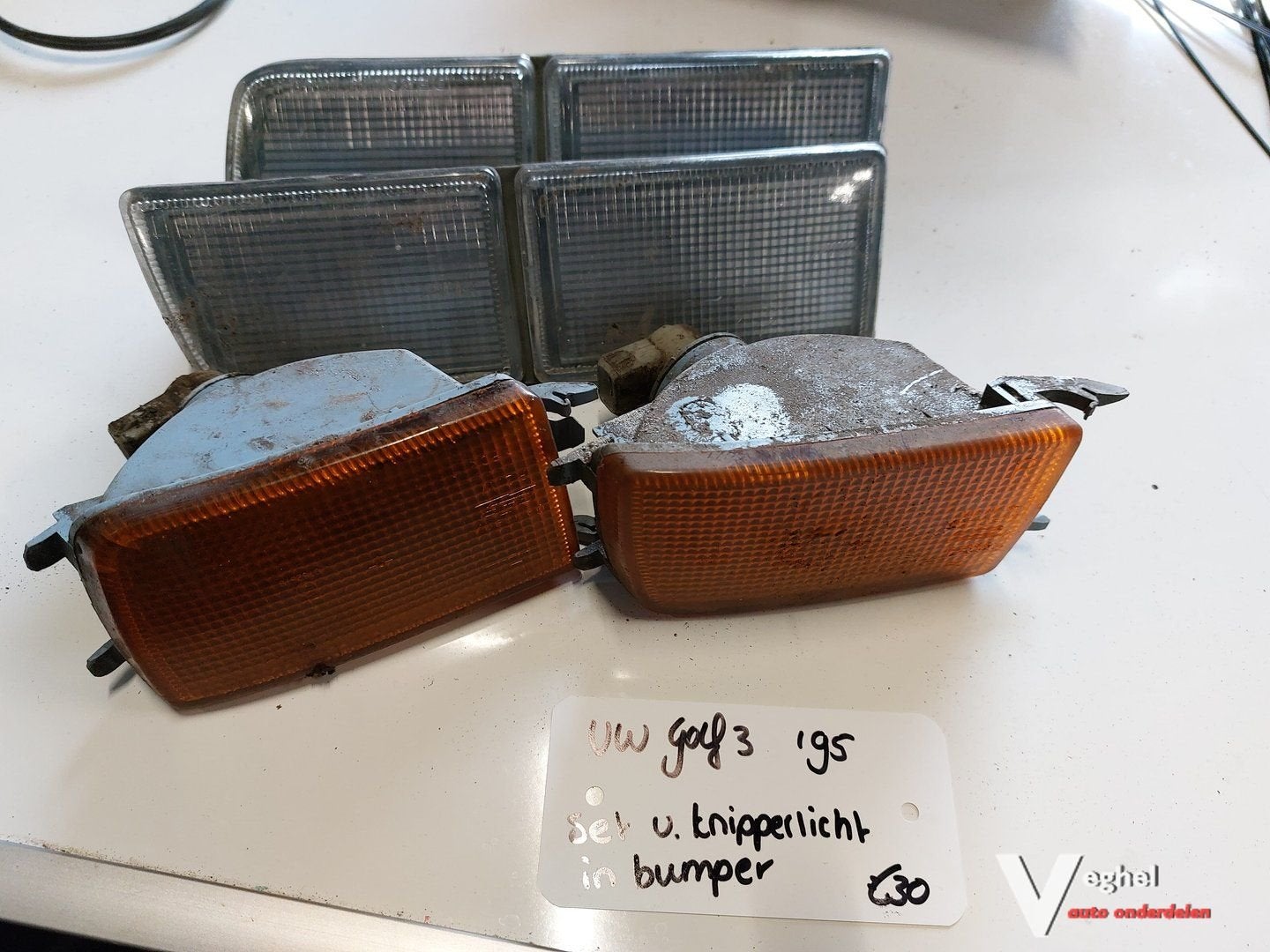 VW Golf 3 set van knipperlichten oranje en wit '95, Gebruikt, -, -, Ophalen of Verzenden