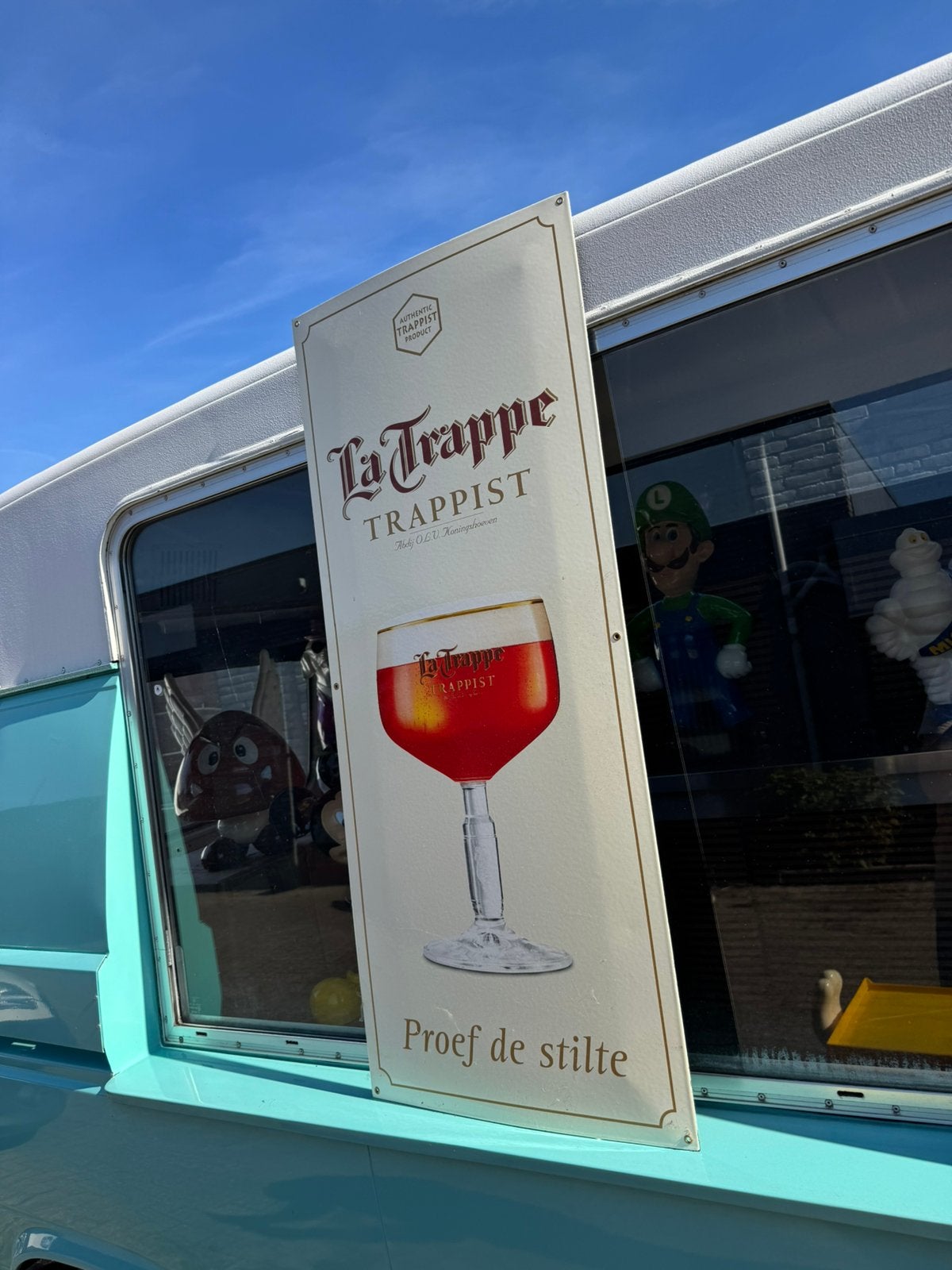 La Trappe bier emaille reclamebord, Verzamelen, Ophalen of Verzenden, Gebruikt, Reclamebord, Plaat of Schild, La Trappe