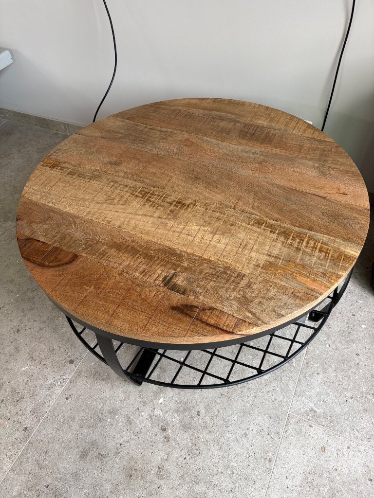 Industriële salontafel, Huis en Inrichting, Tafels | Salontafels, Ophalen, 50 tot 100 cm, Rond, Nieuw