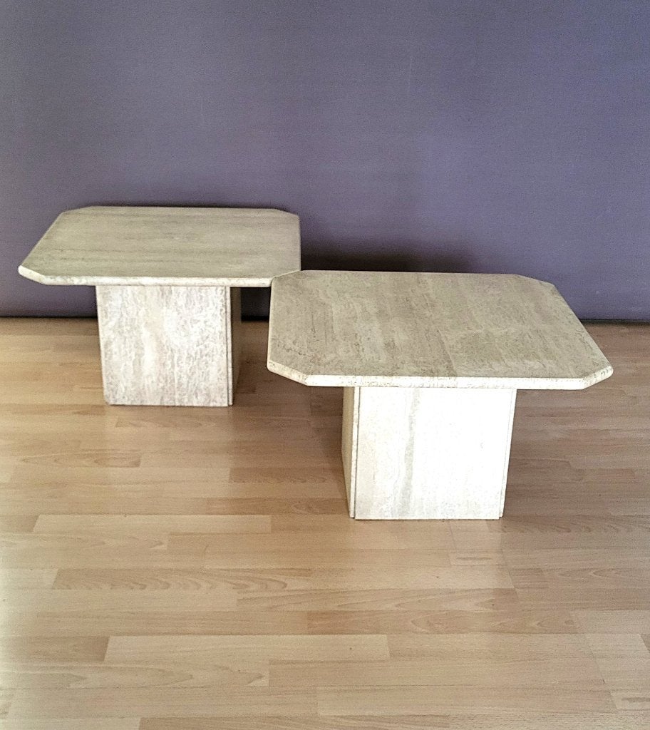 💕Tables Basses Travertin Vintage 70", Maison & Meubles, Enlèvement ou Envoi, Comme neuf, Carré, Vintage 70"