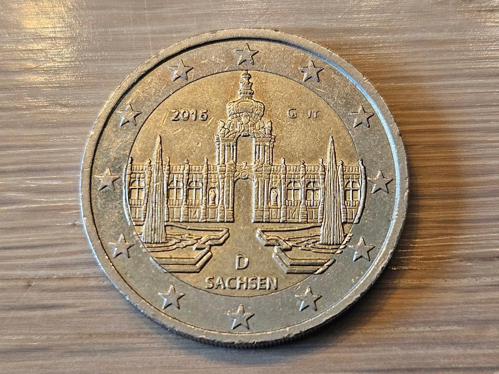 2 Euromunt Dresdner Zwinger Sachsen 2016 Nederland, Ophalen, Duitsland, 2 euro, Losse munt