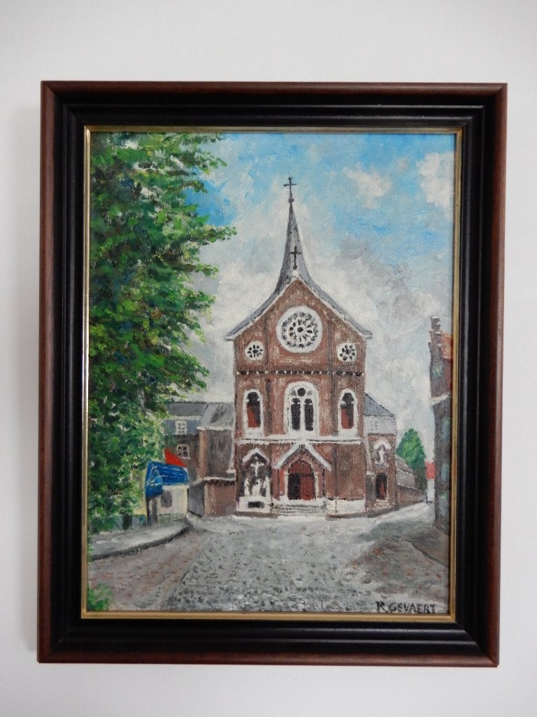 R. Gevaert 'Capucijnenkerk' Brugge, Enlèvement, Paysage urbain / rural, Encadré, Toile