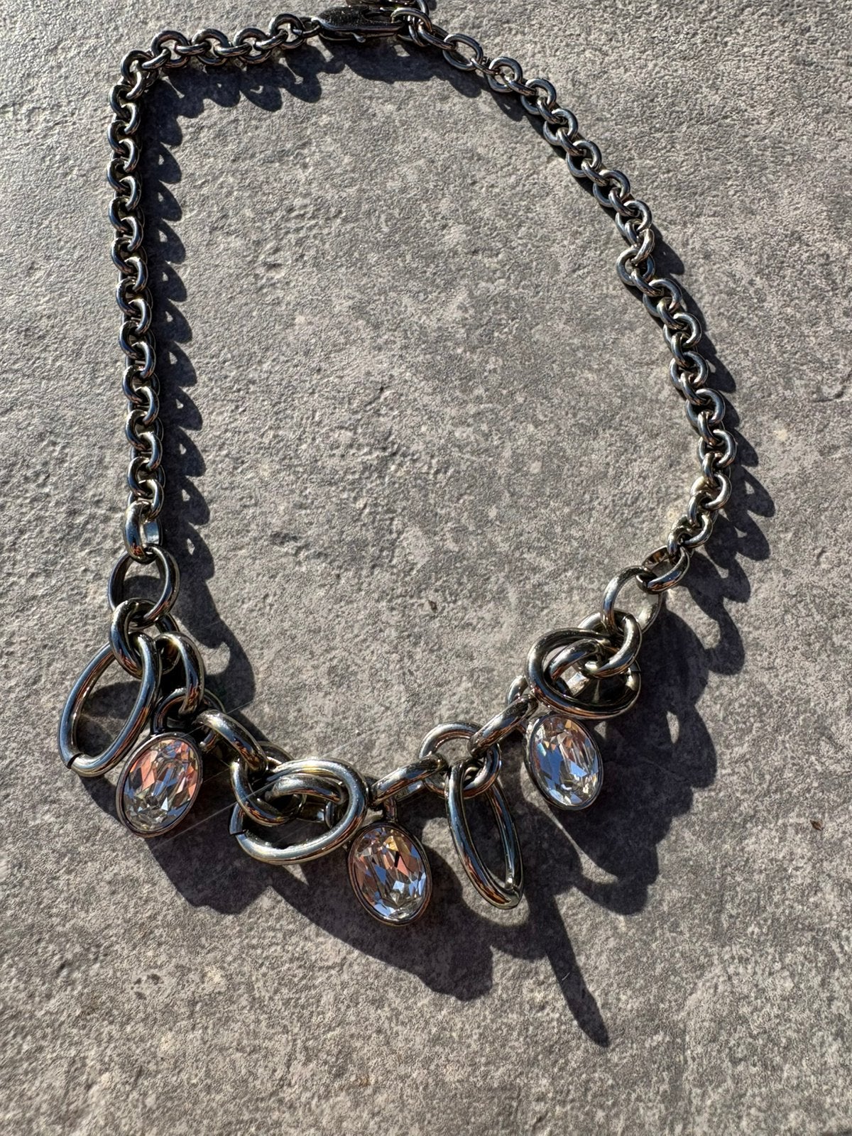 DYRBERG KERN vintage zilverkleurige statement ketting, Ophalen of Verzenden, Zo goed als nieuw