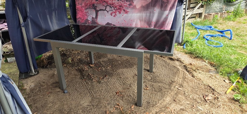 Tuintafel uitschuifbaar, Tuin en Terras, Tuintafels, Ophalen, Zo goed als nieuw, Rechthoekig, Aluminium