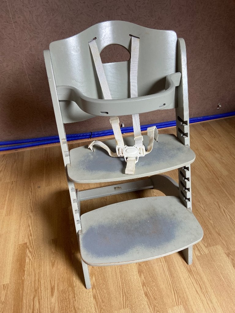 Child Wood evolutionaire kinderstoel + accessoire, Kinderen en Baby's, Kinderstoelen, Ophalen, Gebruikt, Meegroeistoel, Afneembaar eetblad