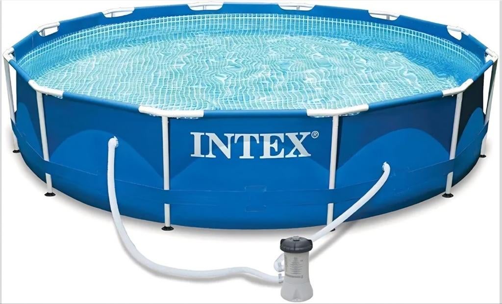 Intex zwembad (366x84) met trap en alle toebehoren, Tuin en Terras, Ophalen