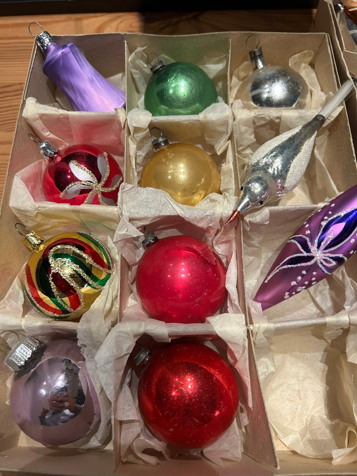 Set vintage kerstballen antiek retro, Ophalen of Verzenden, Gebruikt