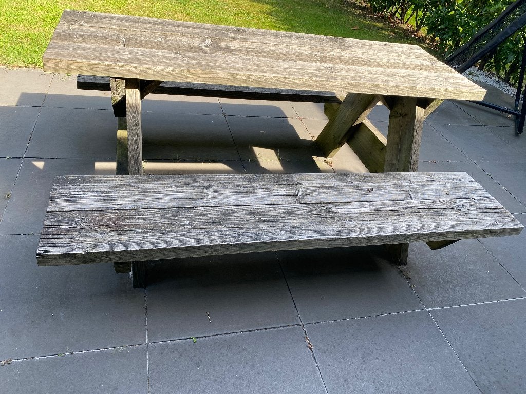 Picknick tafel groot, Tuin en Terras, Ophalen, Gebruikt, Rechthoekig, Hout