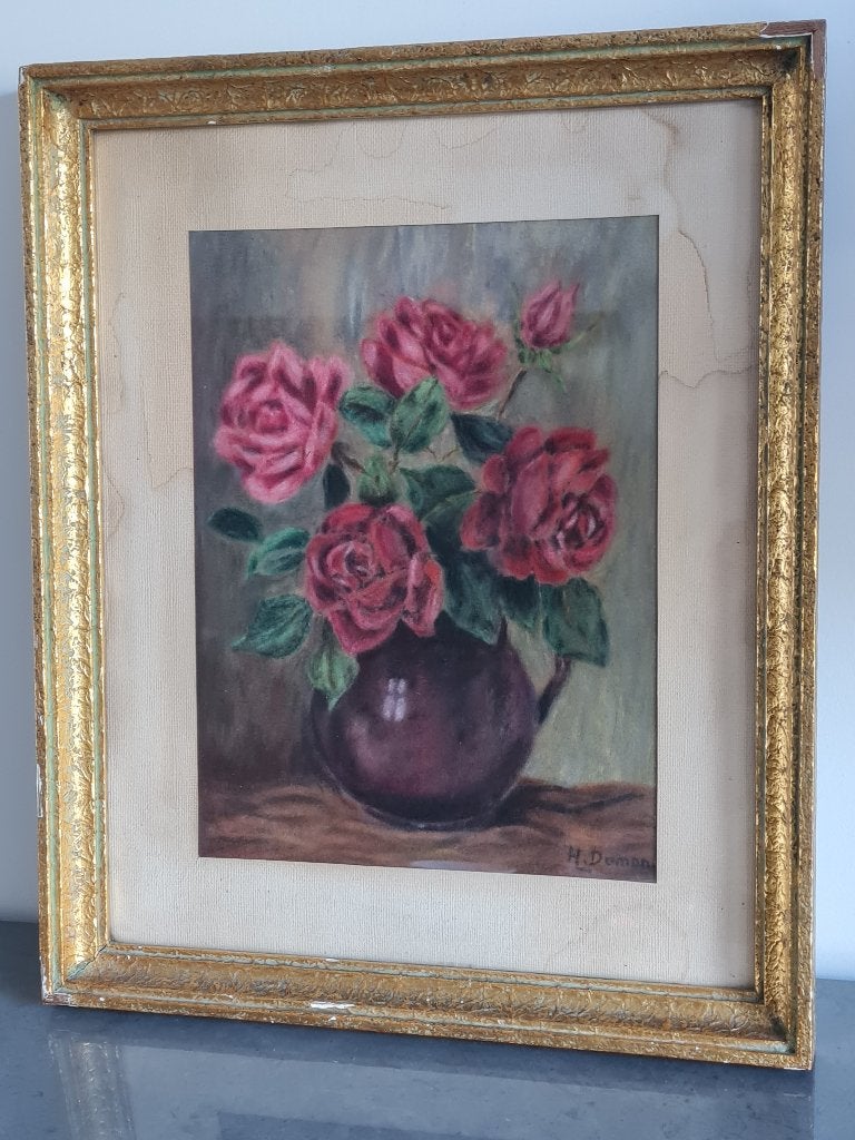prachtige pasteltekening in mooie kader, Ophalen of Verzenden