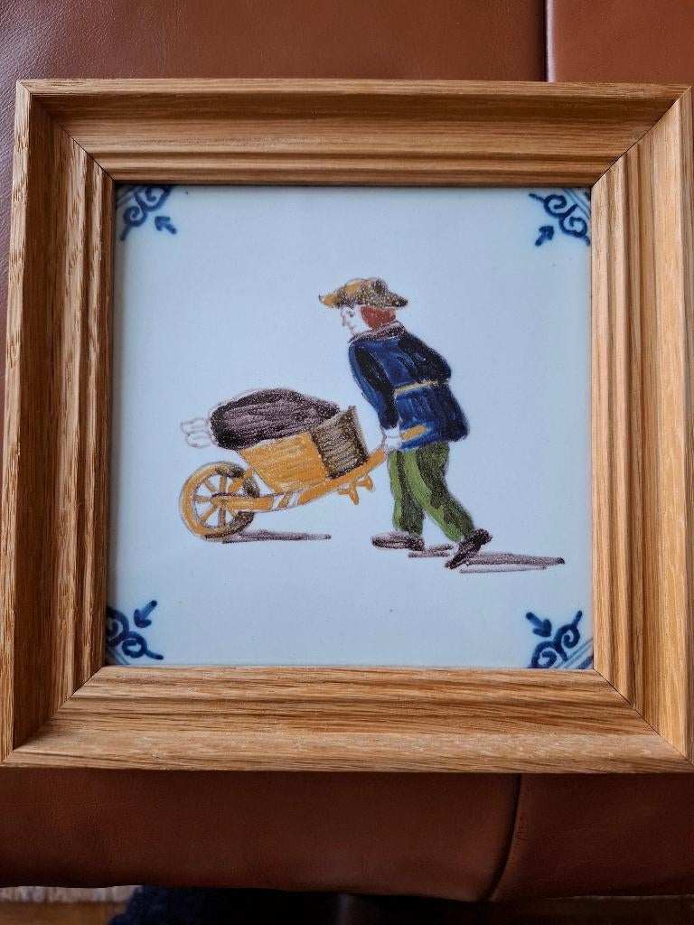 Keramische tegel ingekaderd Holland 17x17cm Makkum, Ophalen of Verzenden