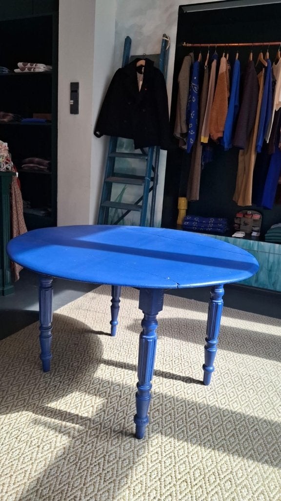 Table ronde bleue, Maison & Meubles, Enlèvement, Utilisé, Rond