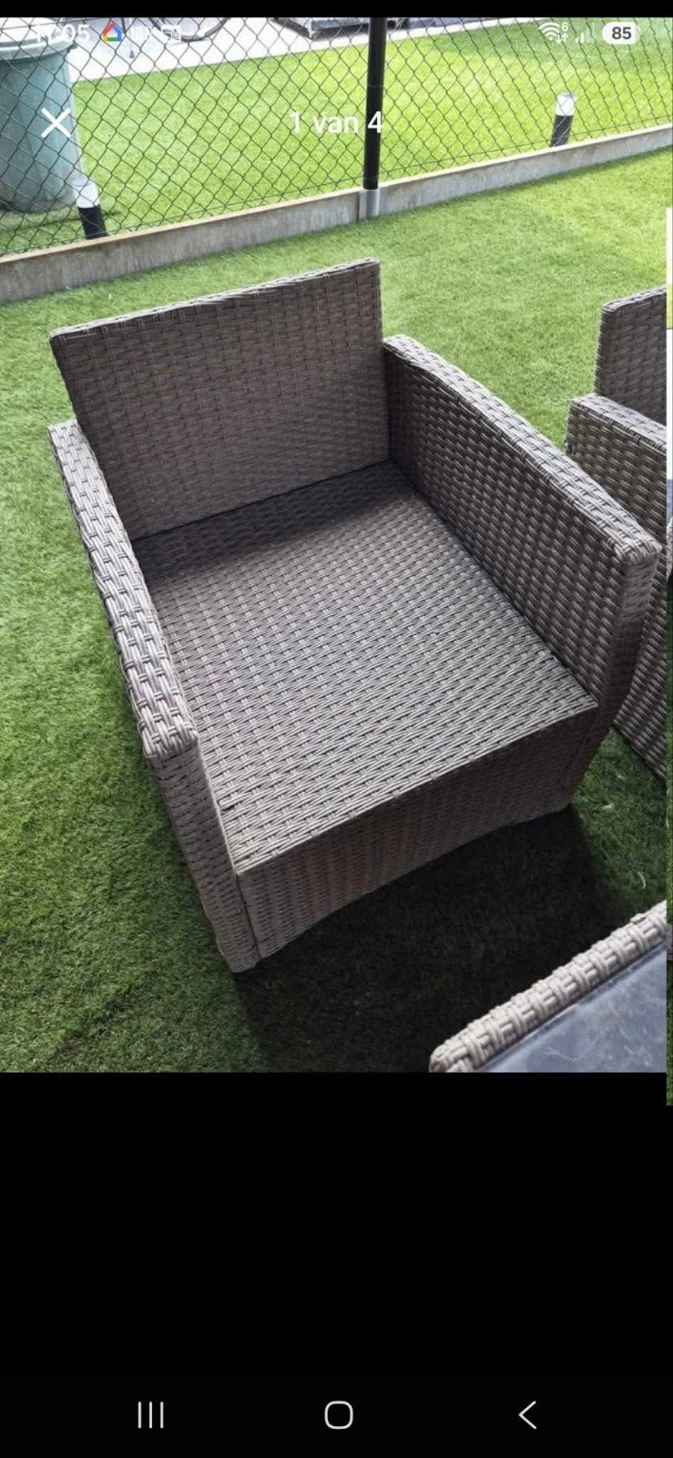 Tuinset inclusief kussens, Ophalen, 4 zitplaatsen, Bank, Rotan