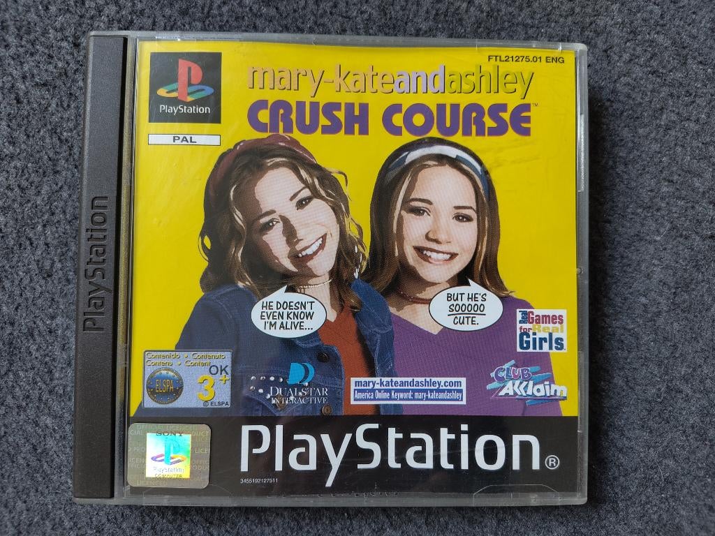 Jeu PS1 Mary-Kate et Ashley Crush Course, Consoles de jeu & Jeux vidéo, Enlèvement ou Envoi, 2 joueurs, Comme neuf, Autres genres