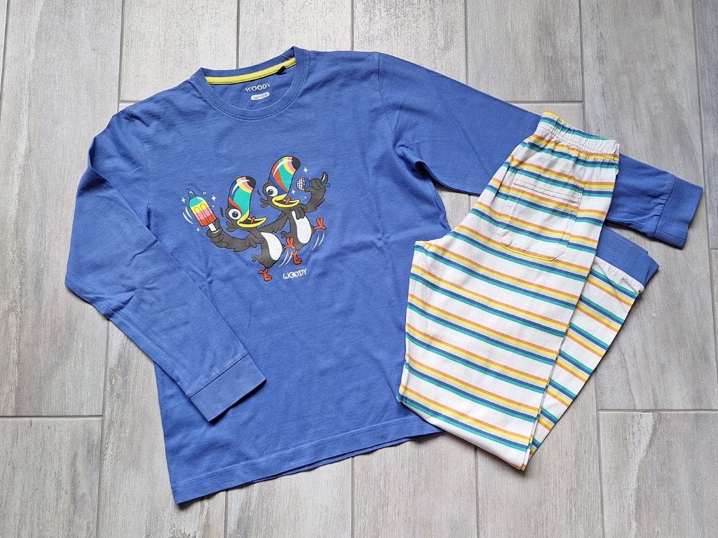 ★ M128 - Woody pyjama thema toekan, Nacht- of Onderkleding, Gebruikt, Ophalen of Verzenden, Jongen